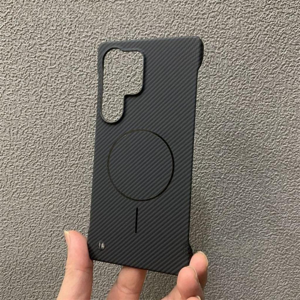 Kevlar Carbon Fiber PC For Magsafe Wireless Charge Phone Case For Samsung S26 S25 S24 Ultra Plus Magnetic Frameless Cover