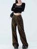 Braune Leopard Jeans Damen Denim Hosen Damen Übergröße Weitbeinige Hosen Streetwear Hip Hop Vintage Kleidung Locker Lässig