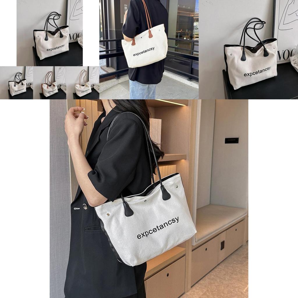 Trendy Large Capacity Canvas Tote Bag For Women Fashionable Crossbody Handbag