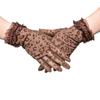 Gants Sexy à Imprimé Léopard pour Femme, Mode Printemps et Été, Gants Courts Respirants en Maille pour la Conduite et la Protection Solaire, Gants à Bord Sable Scintillant