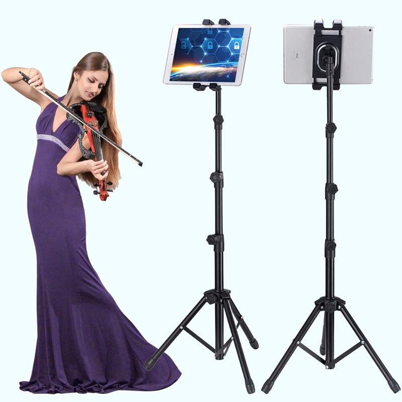 1Pc Floor Tablet Tripod Stand 4.7-12.9" Universale Tripod Stand Black IPhone Tablet Mount Stand Free Standing 360° Rotation