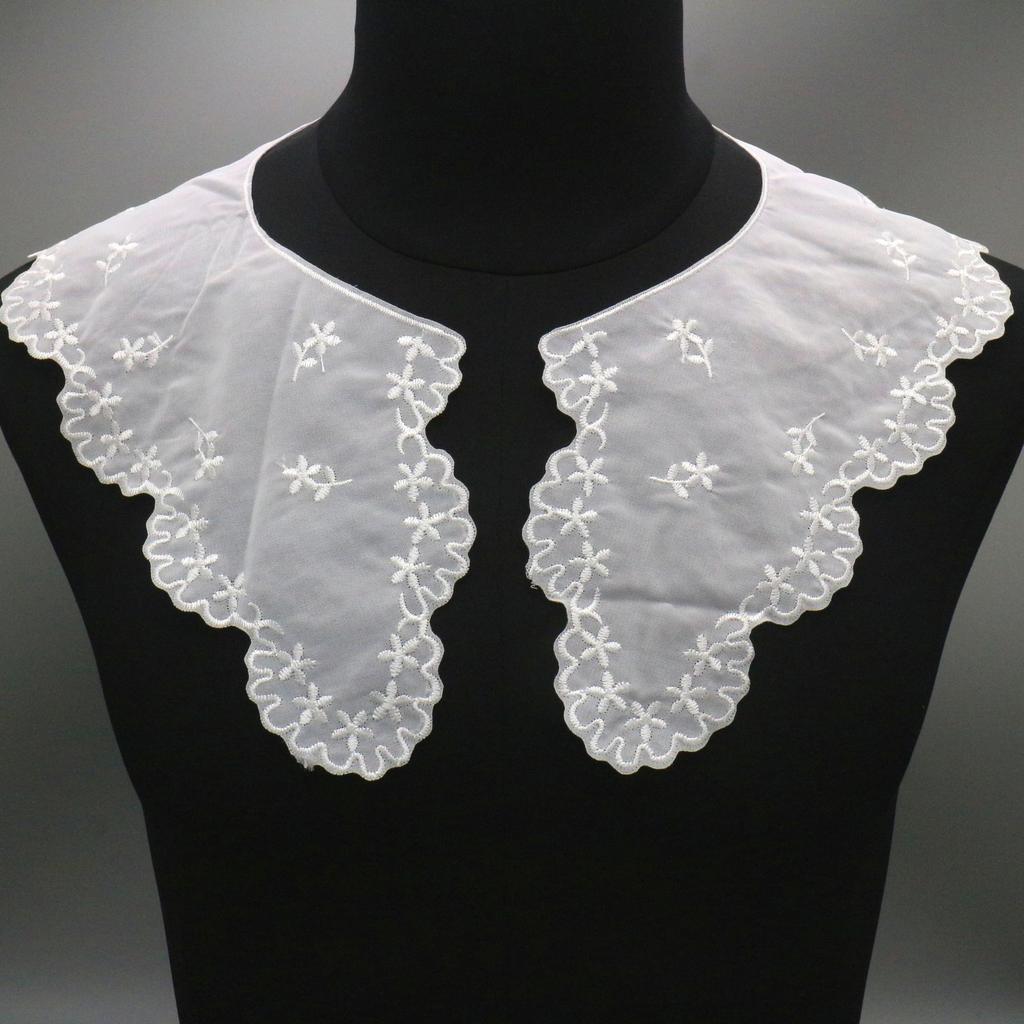 Chiffon Plus Organza Fabric Embroidery False Collar Lace Three-Dimensional Lapel Embroidery Clothing Accessories