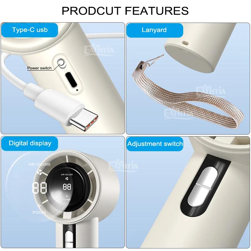 Portable Hand fan Outdoor Powerful 100-high speed Led Display Handheld Fan Rechargeable 3000mAh battery Personal Fan