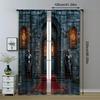 2pc,  Curtains Medieval Castle Versatile 100% Polyester,Without Electricity Birthday Party Use for With Rod Pockets, Translucent