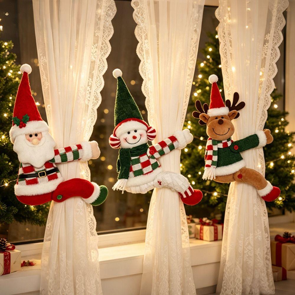 Santa Claus Curtain Clips Elk Christmas Curtain Buckle Xmas Curtain Buckle  Home Decoration
