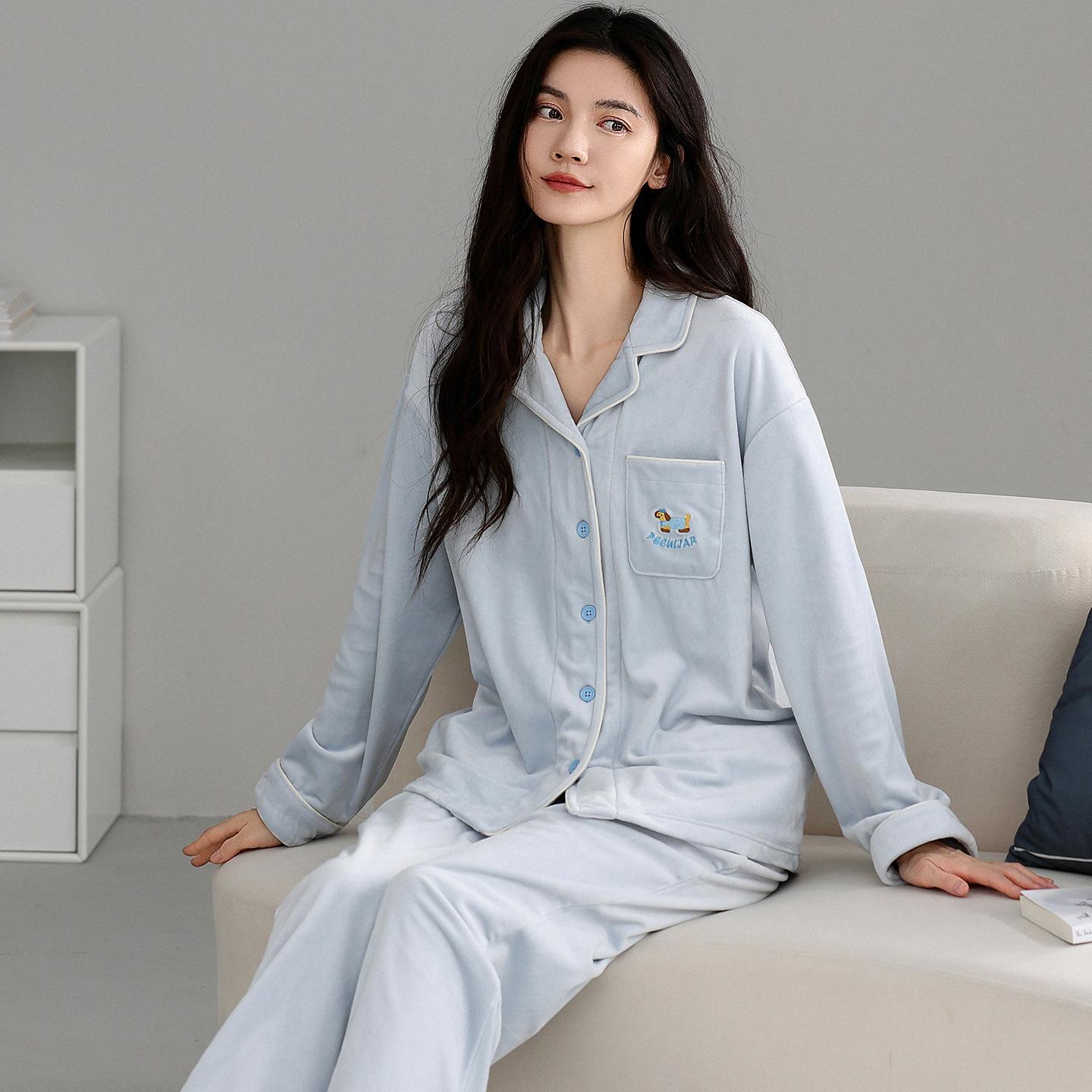 

Island Fleece Pajamas Women S Spring And Autumn Thickened Fleece Coral Fleece Warm Can Be Worn Outside Loungewear Autumn And Winter Thin Fleece Suit 2XL