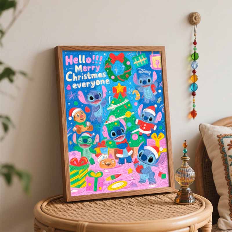Disney oil painting painting art handmade painting kit handmade stitch christmas tree home decoration birthday gift