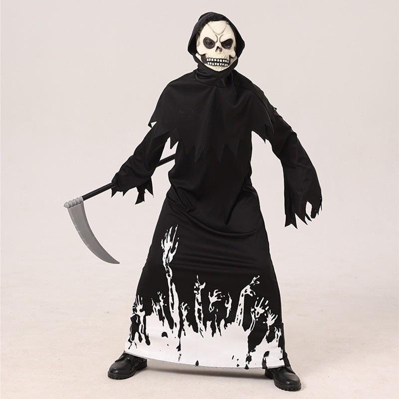 Halloween Kids Cosplay Costume Set - Glow-in-the-Dark Reaper Skeleton Outfit Boys Girls Street Style Performance