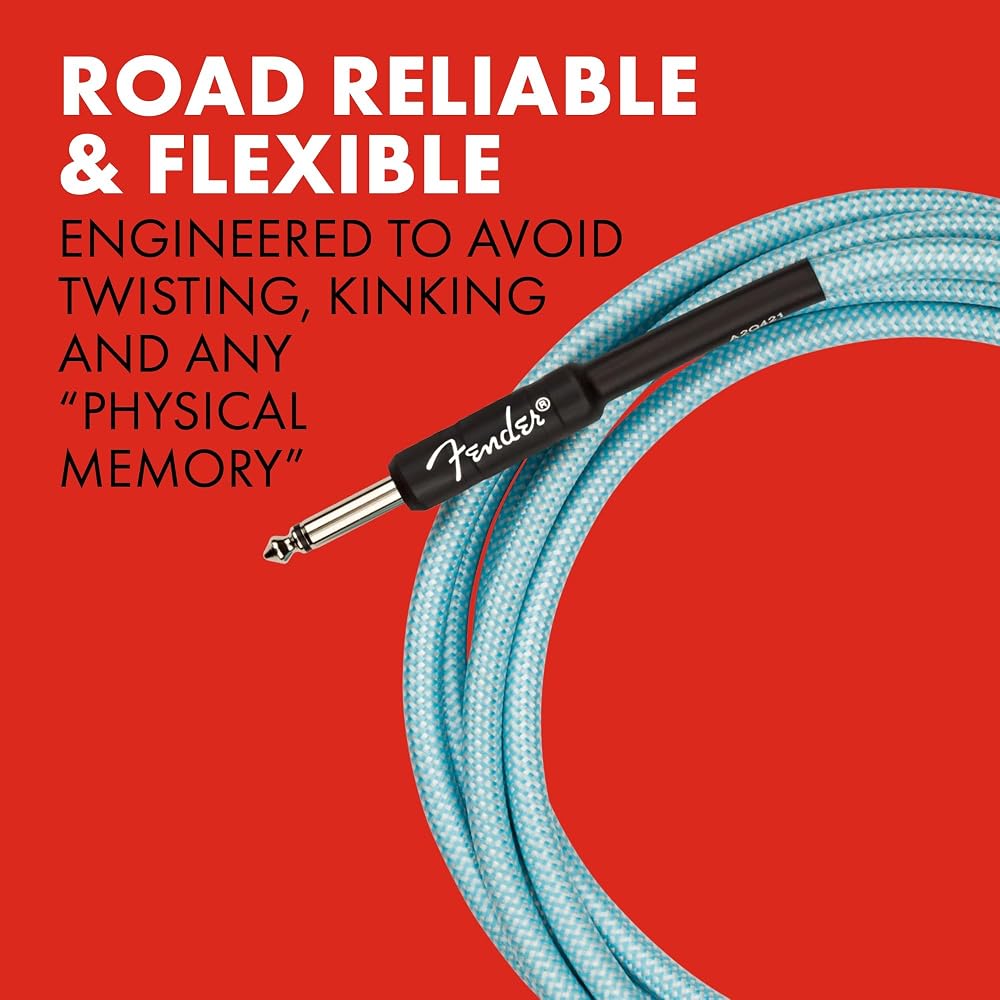 Fender Professional Series Tweed Instrument Cable, Straight/Straight, Daphne Blue, 18ft, 0990815204