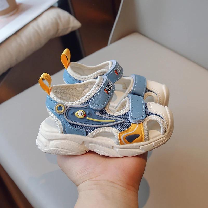 Unisex Children Beach Shoes for Toddlers Boys Girls 2025 Summer Kids Sandals Anti-kick Toe-covered Cut-outs Breathable Cute Soft