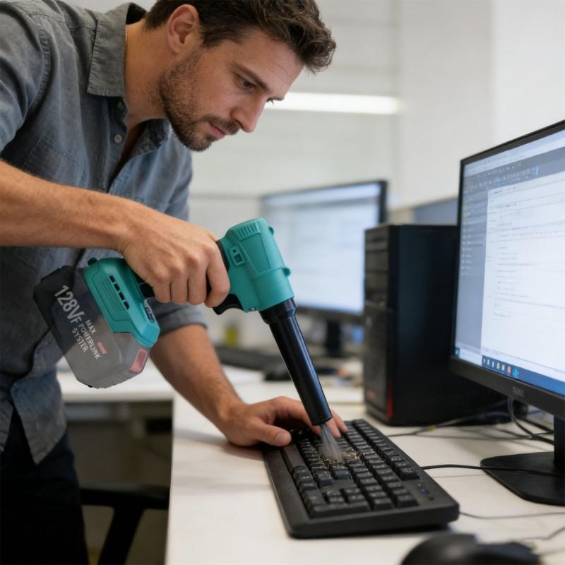 Rechargeable Cordless Leaves Blower Plastic Body Low Noise Handheld Blower for Small Spaces Debris Removal In Gardens