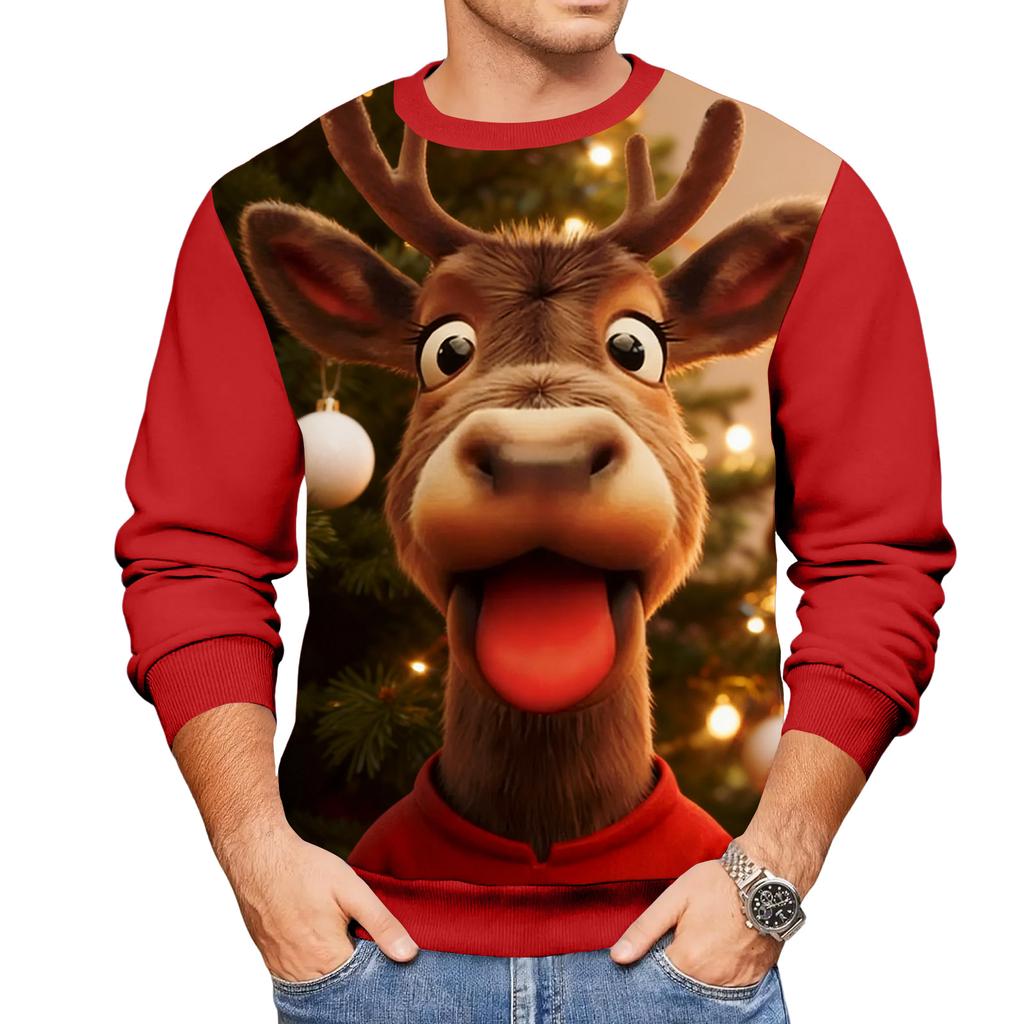 Christmas Print Loose Men's Hoodie