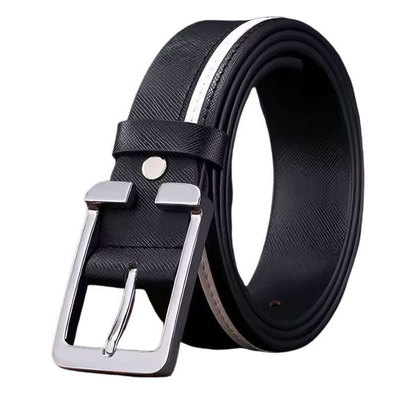 Men's Genuine Leather Color Block Pin Buckle Belt - Stylish & Versatile