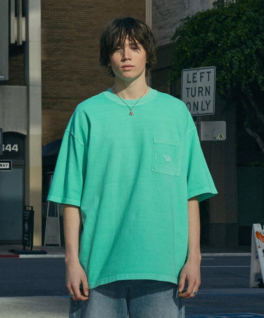 Peullukeu Slam Logo Pigment Pocket Short Sleeve T-Shirt Mint Fst401