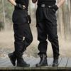 Schwarze Utility Cargo Jogginghose - Strapazierfähige Arbeitshose mit Mehreren Taschen, Bequeme Passform für Outdoor-Sport & Täglichen Casual