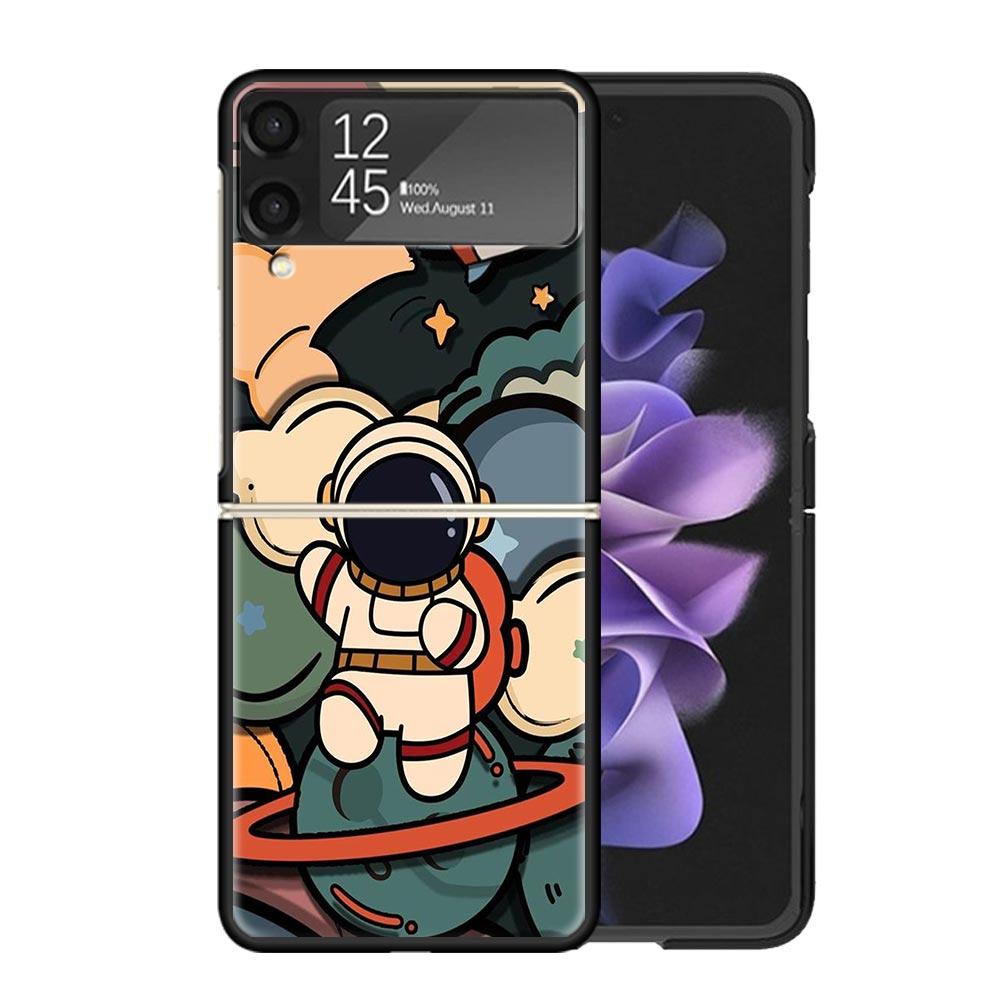 Cartoon Planet Astronaut Stern Rakete Hüllen Für Samsung Galaxy Z Flip 4 5 6 7 3 Z Flip7 Flip6 Flip4 Flip5 Flip3 5G Hart Stoßfest