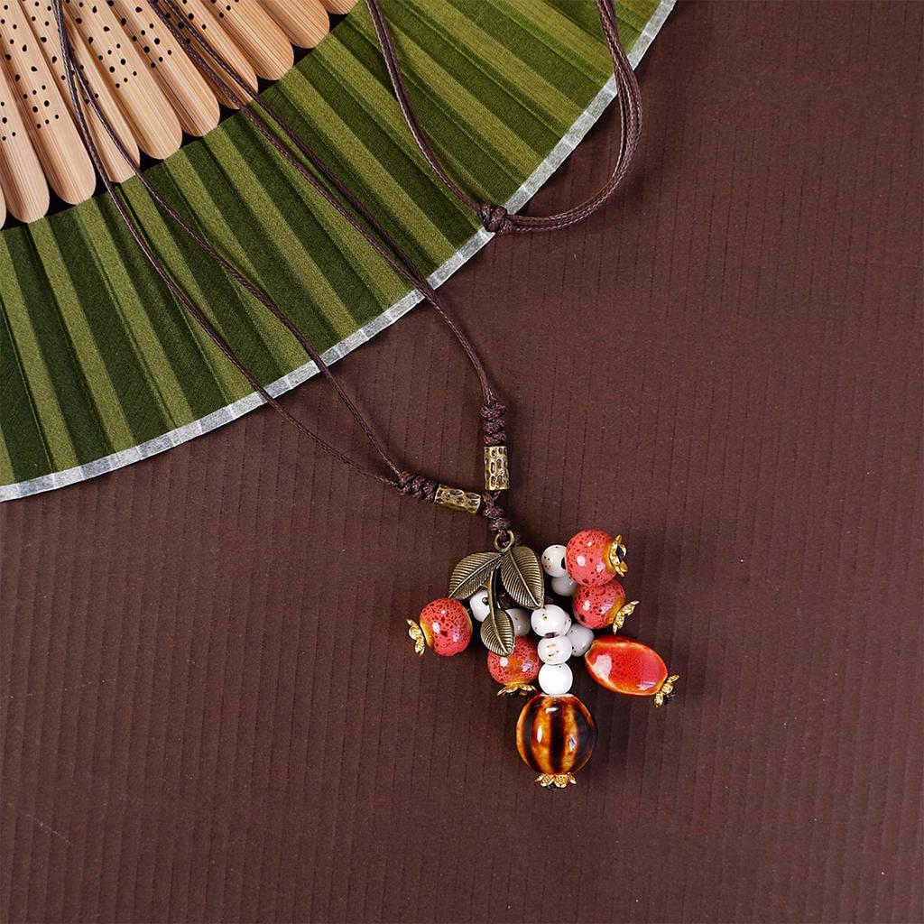 Handmade Ceramic Leaf Necklace Unique Designs Portable Jewelry With Adjustable Chain for Trendy Women Casual Wear