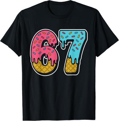 67 Eiscreme Tropf Meme Lustig Sechs Sieben Gen Alpha Slang T-Shirt Unisex Shirt