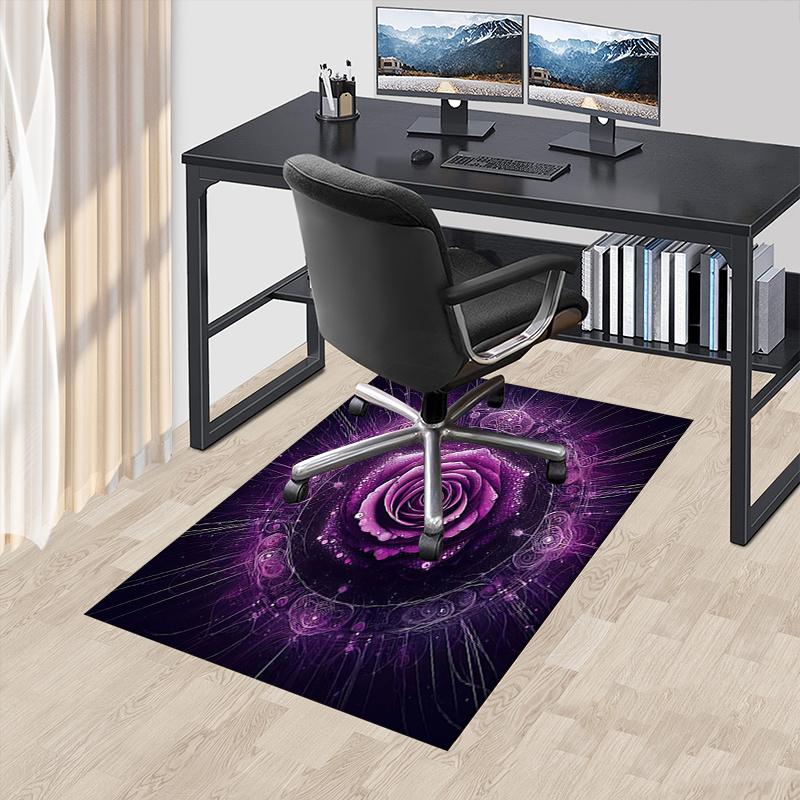 Purple Rose Chair Mat: Office Carpet, Oversized Rug for Home Decor, Sofa Cover, Gift for Any Room