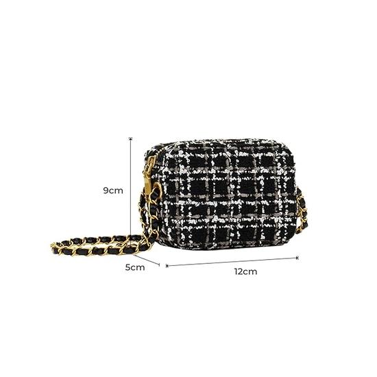 Miraggio Donna Tweed Mini Crossbody/Sling Camera Bag for Women