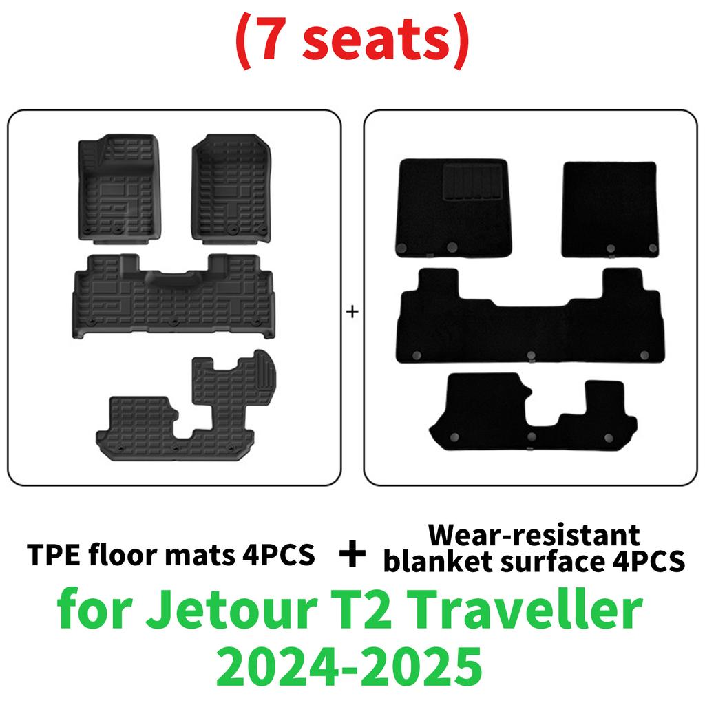for Jetour T2 Traveller 2025 2025 Custom TPE floor Mats Full Set Eco-Friendly Waterproof All-Weather Floor Liners Accessories