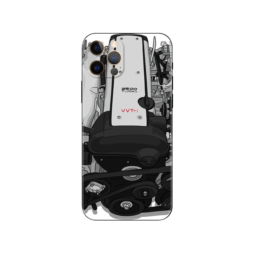 

Чехол для телефона с двигателем автомобиля для iphone 5 5S 2020se 6 6s 7 8 plus x 10 XR XS 11 12 13 mini pro MAX, черная задняя крышка из ТПУ iphone 13pro MAX