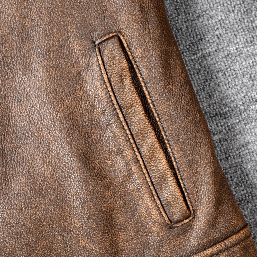 Vintage Yellow Brown Genuine Leather Jacket Men Natural Cow Leather Jackets Slim Fit Man Coat Autumn Clothing