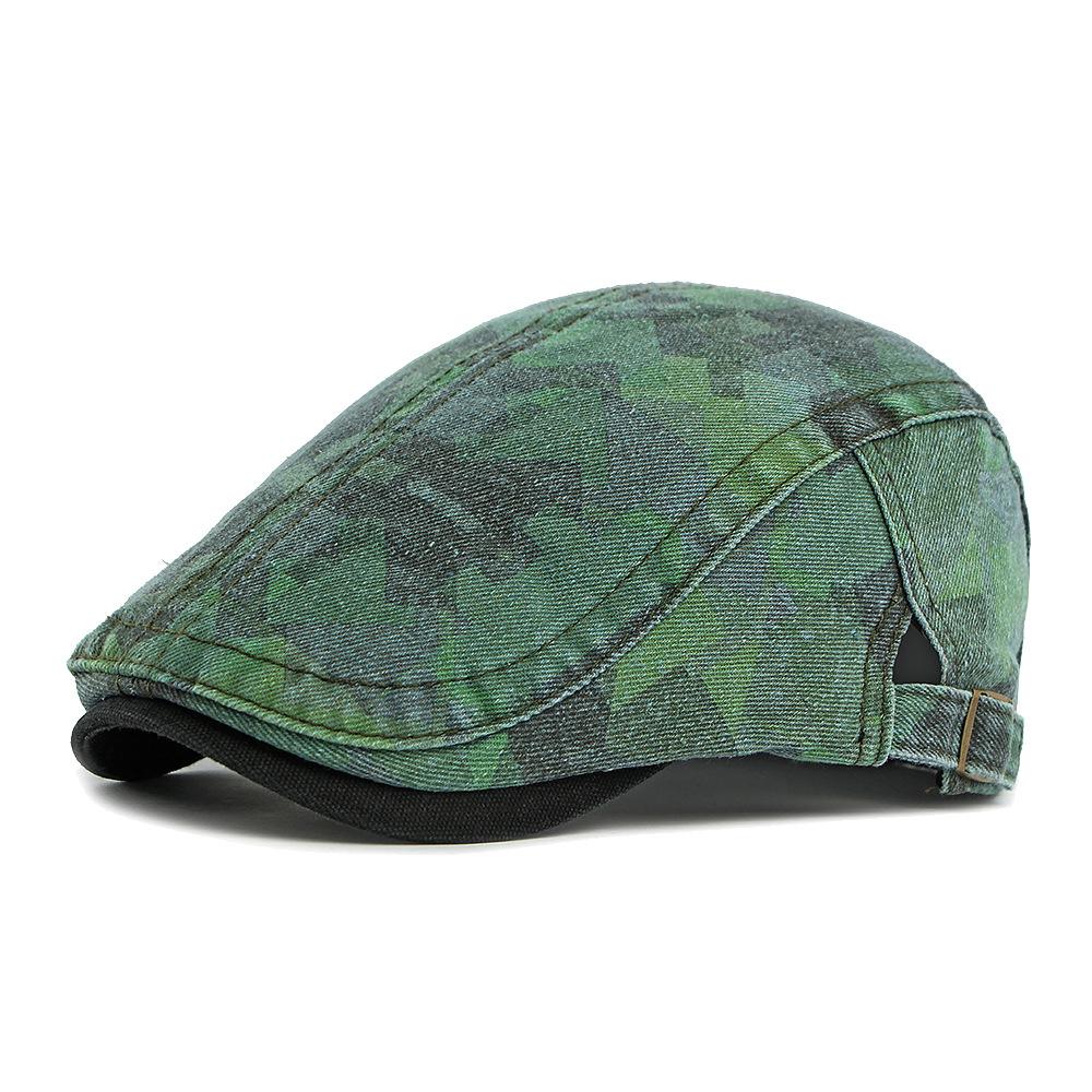 Camouflage Forward Cap Men Women Retro Peaked Cap Outdoor Beret