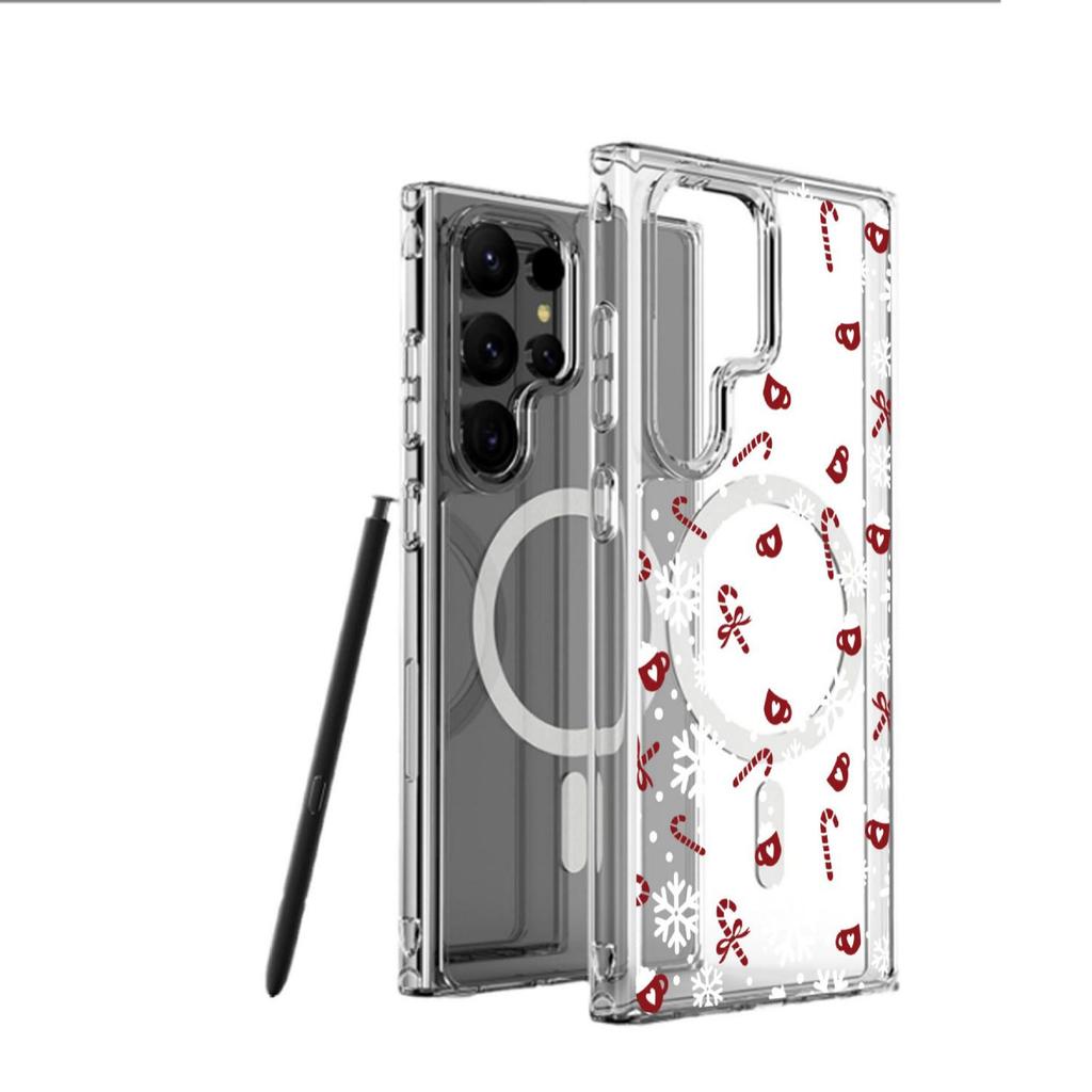 Magnetic Snowflake Transparent Full Coverage Case for iPhone 15/16/17 Pro Max