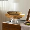 Transparent Glass Fruit Plate Tall Feet Glass Bowl Snack Tray Dessert Plates Fruit Salad Bowl Home Decorative Bowls Dinner Plate