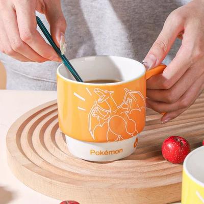 SHUNXIANG Kubki z Licencją Pokémon Snorlax Ceramiczne Kubki Stackable Kawaii Anime Chłopiec Dziewczynka Kubek na Śniadanie Sok Mleczny Ceramiczny Kubek do Kawy