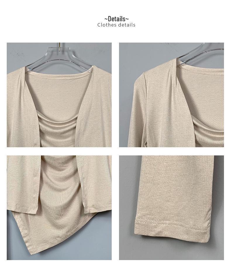 Korean Dongdaemun Sexy Pleated Camisole & Short Cardigan Two-Piece Set for Women