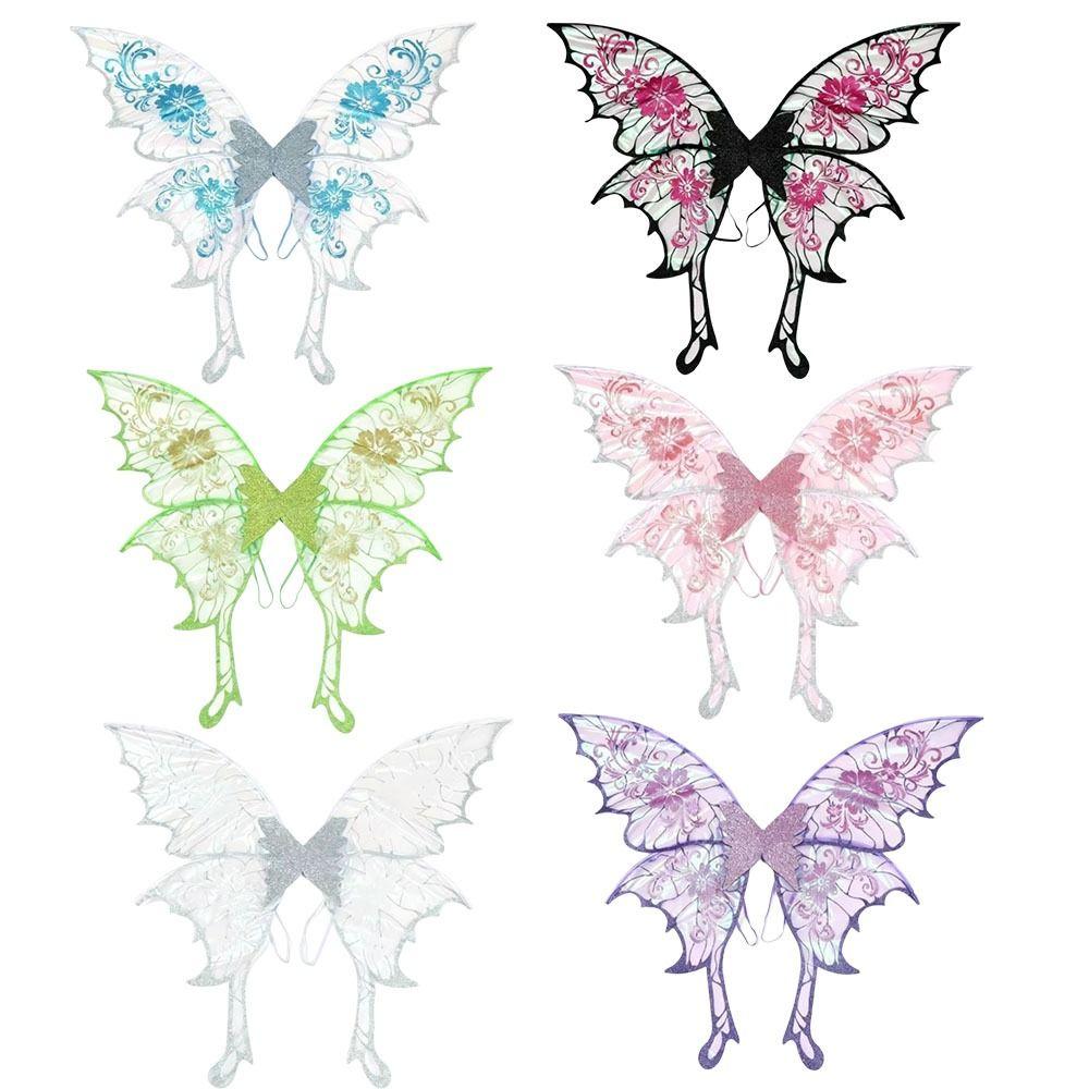 Semi-Transparent Mesh Butterfly Wings Floral Embroidered Angel Wings  Cosplay Performance