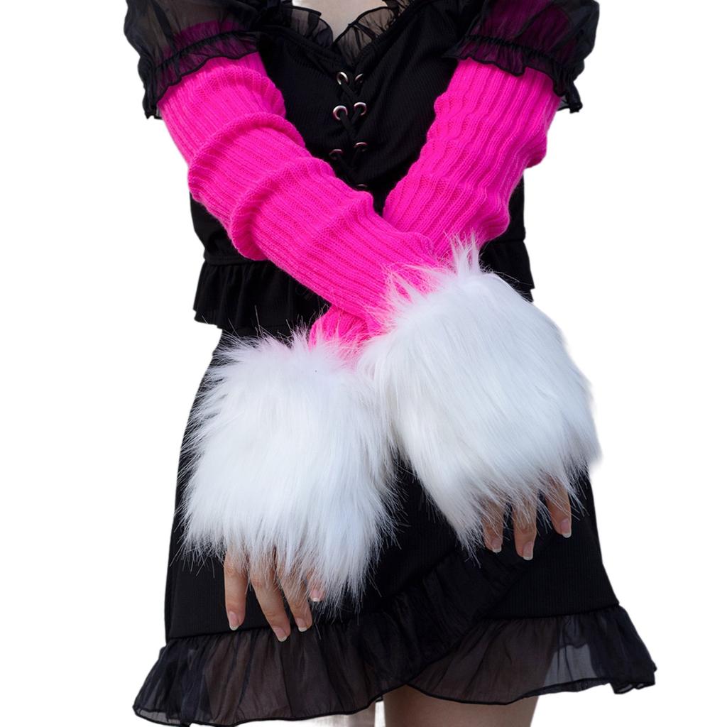 Damen Einfarbig Kunstpelz Handgelenkstulpen Winter Pelzig Bänder Armstulpe Handgelenk Slap On Stulpen Armstulpe Plüsch Verdicken