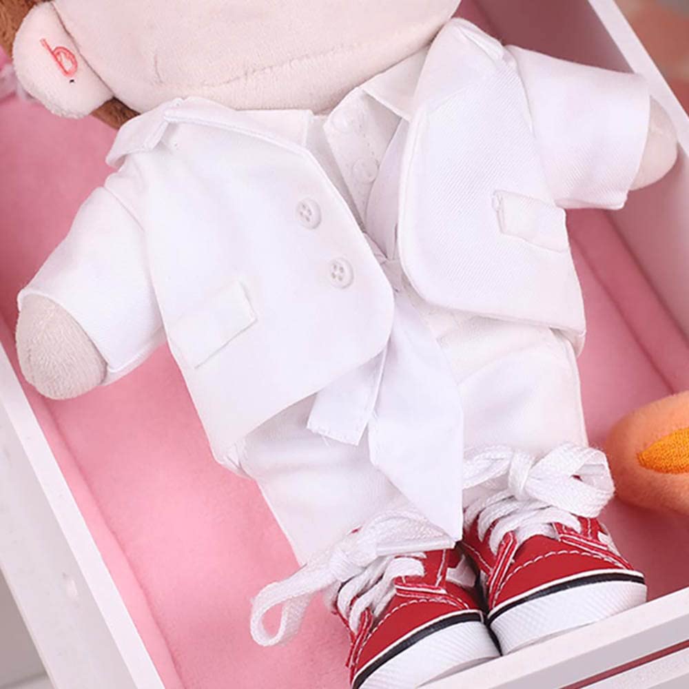Niannyyhouse 20cm Doll Clothes Cotton Doll Clothes Suit Jacket Shirt Shorts 3 Piece Set for Stuffed Animals Doll Baby Clothes Changeable Clothes + +