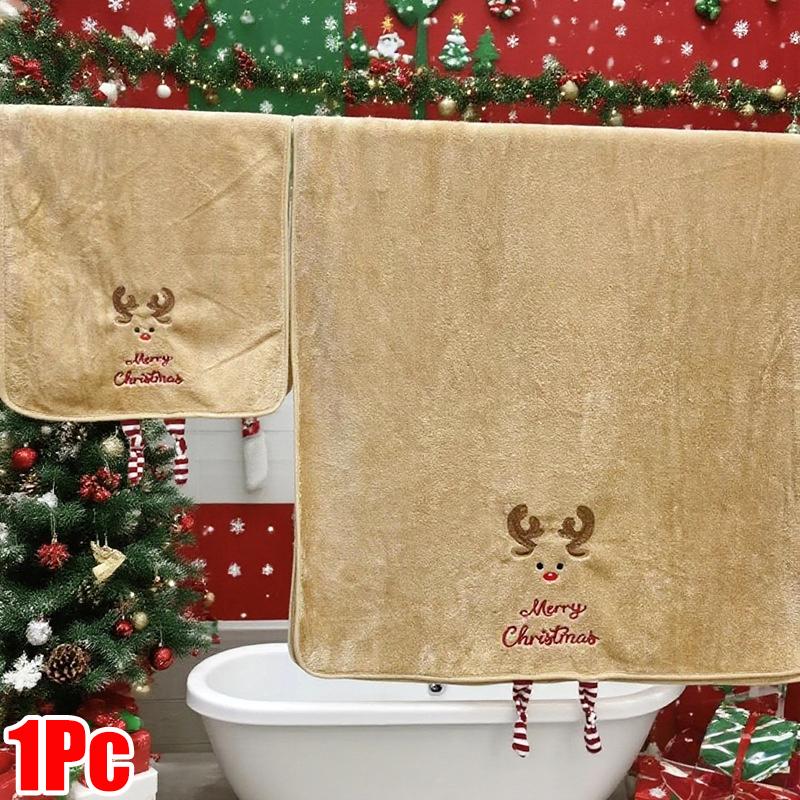 Christmas Bath Towels Practical Christmas Gift Comfortable Hand Towel Thick Cartoon Pattern Cute 35*75/70*140cm