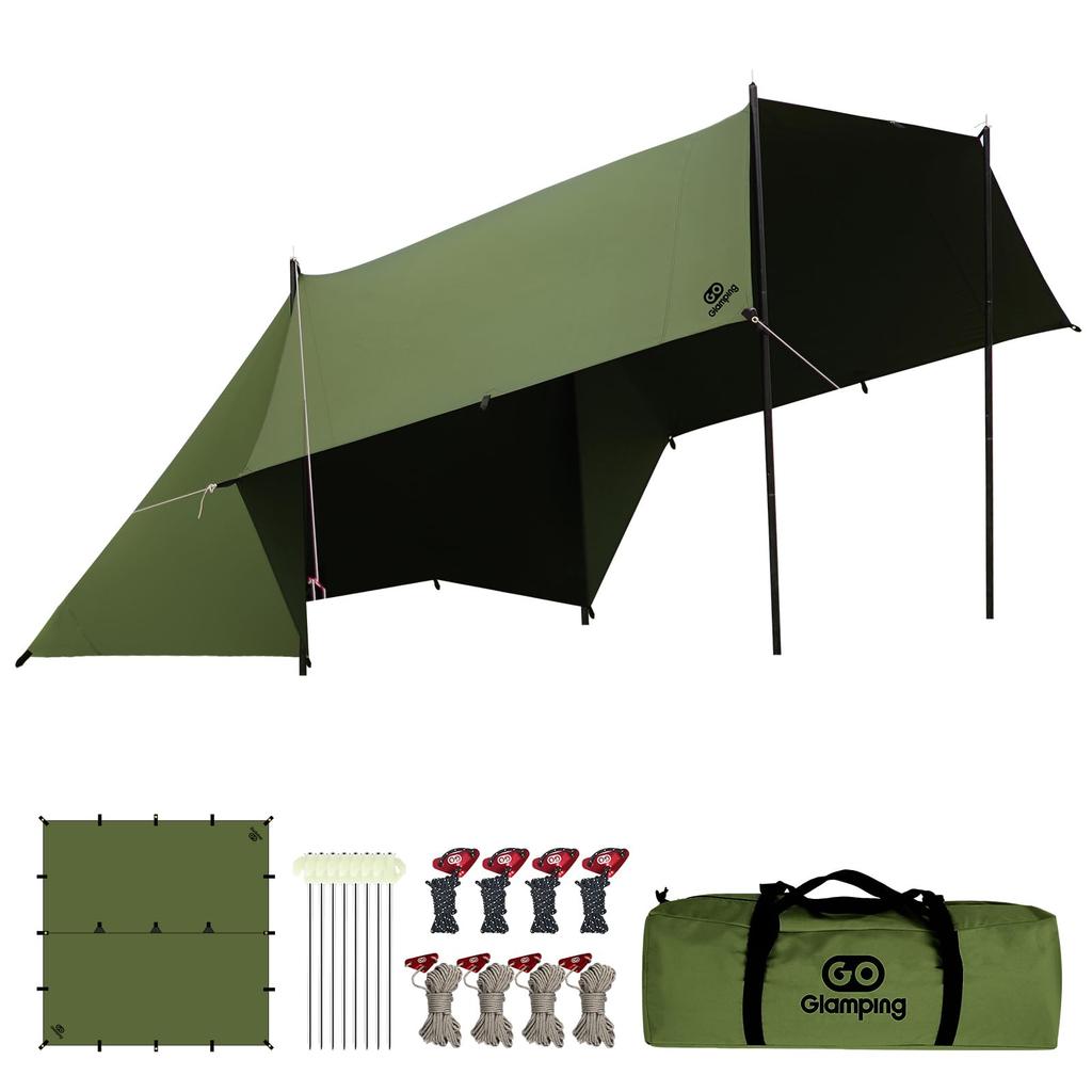 GOGlamping Square Tarp TC Square Tarp Polycotton Can be used for bonfires loops and special waterproof tape 500mm water pressure resistance Water