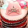 Feather Edge Letter Cowboy Hat Sequins Pink Western Rough Edge Cowboy Hat Glasses Square Towel Three-piece Set