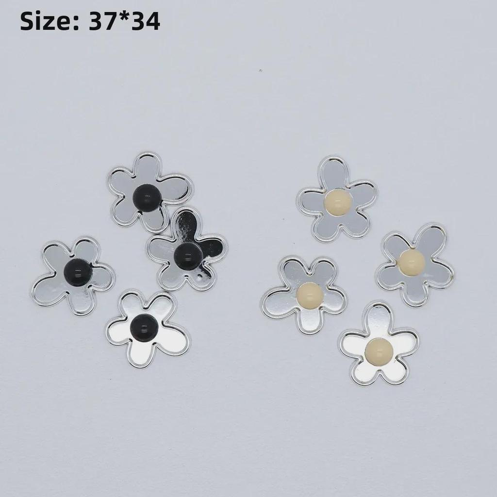 Eco-Friendly Acrylic Silver Flower Sticker Set for Phone Cases, Fridge, Clothes, Shoes, Hats, Patches, Headdresses, and Hairpins.