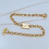 Chic Light Luxury Chunky Chain Metal Tag Bracelet Necklace