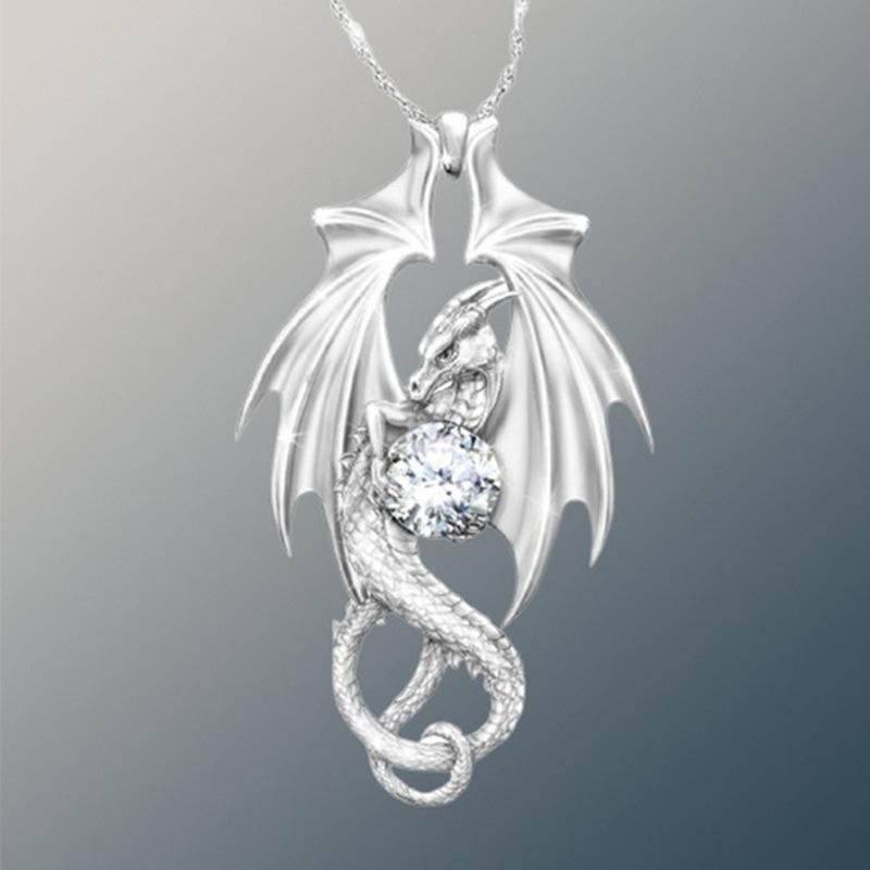 Buy Trendy Silver Color Dragon Necklace 
