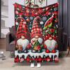1pc Cozy Christmas Gnome Pattern Blanket Red Plaid and Snowflake Design, Soft All-Season Use for Sofa, Bed, Travel, and Camping