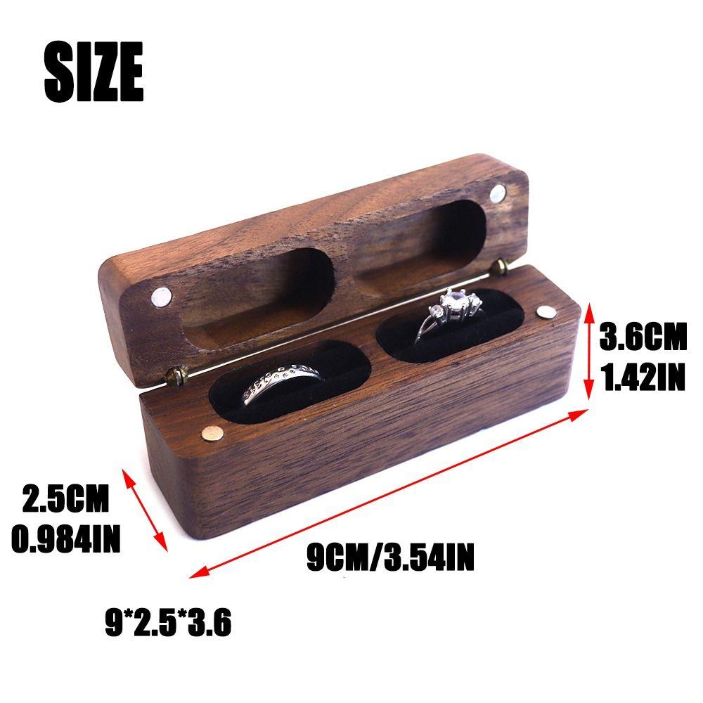 2-Slot Ring Box Walnut Wood Storage Box Rustic Jewelry Display Case  Thanksgiving