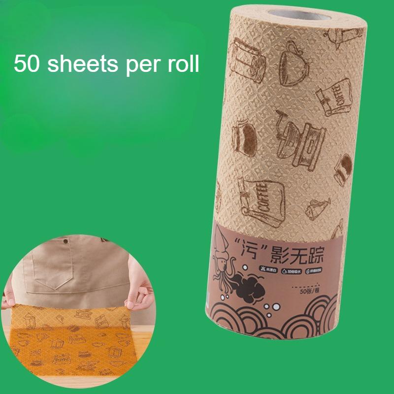 

1roll Vintage Kitchen Towels - Absorbent,Thick,Dish Cloths with Retro Appliances & Vegetables Design,Green & Brown kitchen towel