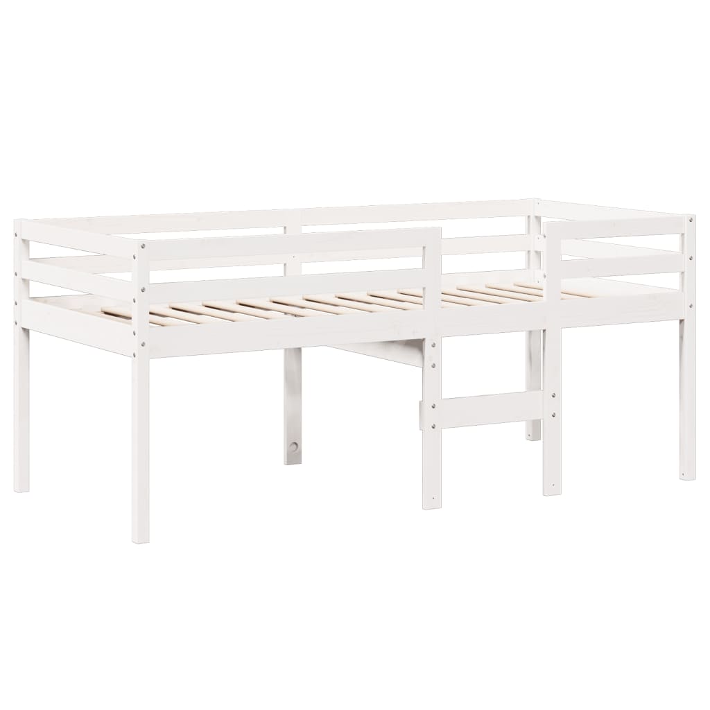 High Bed with Roof White 90x200 cm Solid Pine Wood