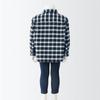 MUJI Brushed Flannel Long Sleeve Shirt Unisex Baby CCL09A2A Navy Check Size 80 Double-Sided (Baby)