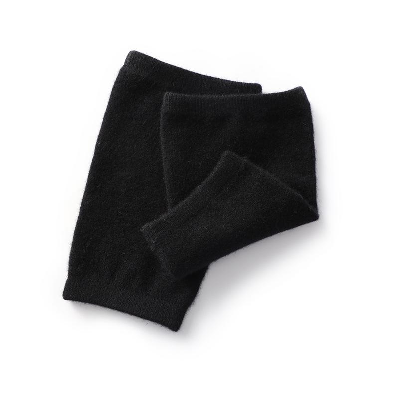 Unisex 100% Pure Cashmere Knee Pads - Thickened, Warm Knit for Autumn/Winter One Size чёрный