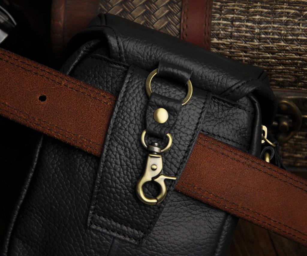 Genuine Leather Small Messenger Shoulder Satchel Waist Multifunctional Bag with Mobile Storage Waist Belt Size 269 Le'aokuu Men's Bag, Bag,