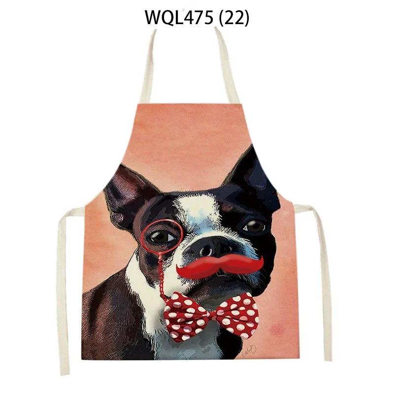 Cartoon Dog Printed Sleeveless Kitchen Aprons Animal Rabbit Fox Pattern Cooking Baking Waist Bib Household Cleaning Pinafore