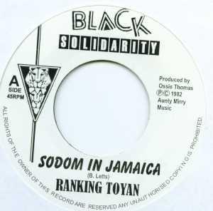 

7inch Record TOYAN Sodom In Jamaica NONE Black Solidarit UK Reggae Ska Dub Used